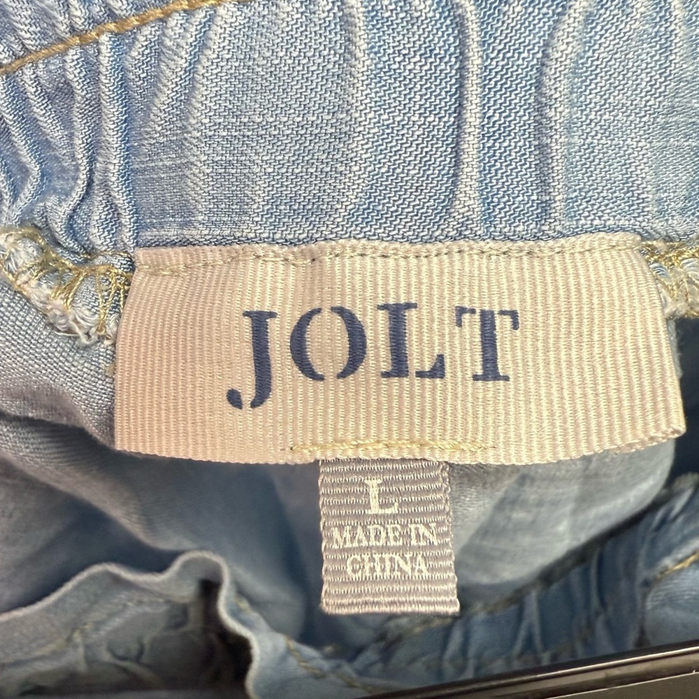 Jolt‎ Denim Blue Women's Shorts Paper Bag Tie Waist Size Med/Large Linen Blend - Picture 3 of 4